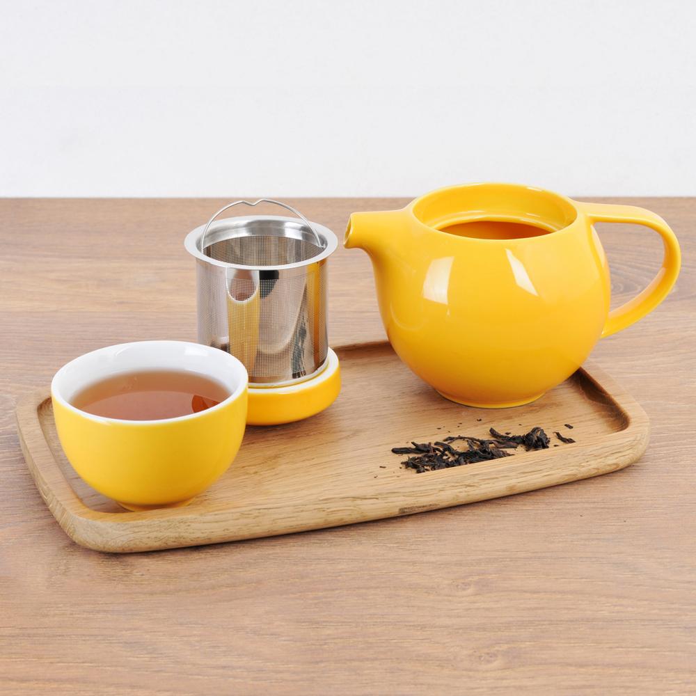קנקן צהוב על מגש - קנקן תה עם בית חליטה 400 מ"ל מקולקציית לוברמיקס פרו תה - Loveramics Pro Tea