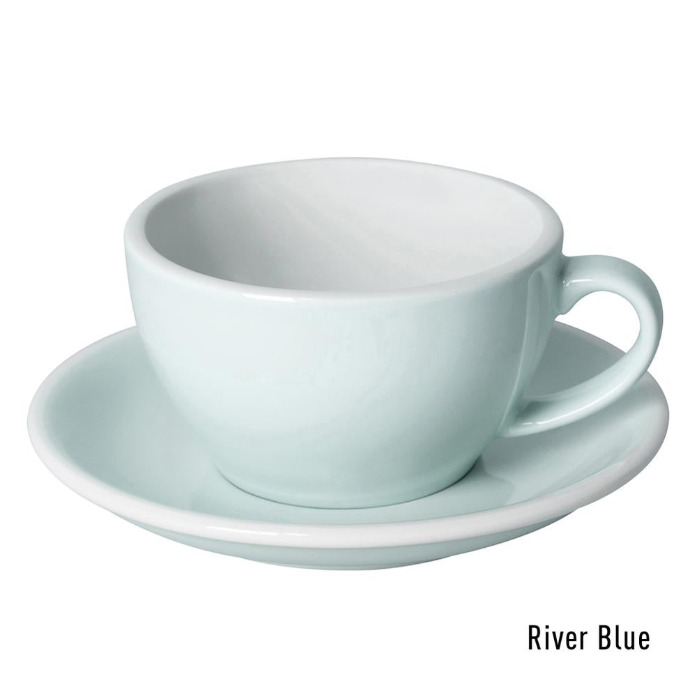 RIVER BLUE - שישיית ספלי קפוצ'ינו 250 מ"ל עם צלוחית בצביעה קלאסית מקולקציית אג - Loveramics Egg