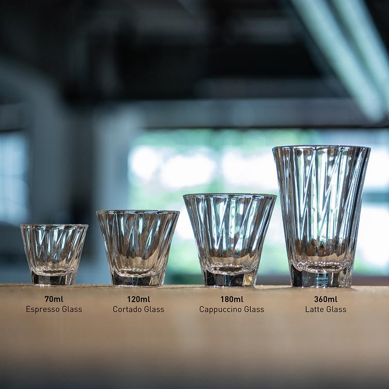 מידות - כוס קפוצ'ינו 180 מ״ל ״טוויסטד״ מקולקציית לוברמיקס אורבן גלאס - Loveramics Urban Glass 