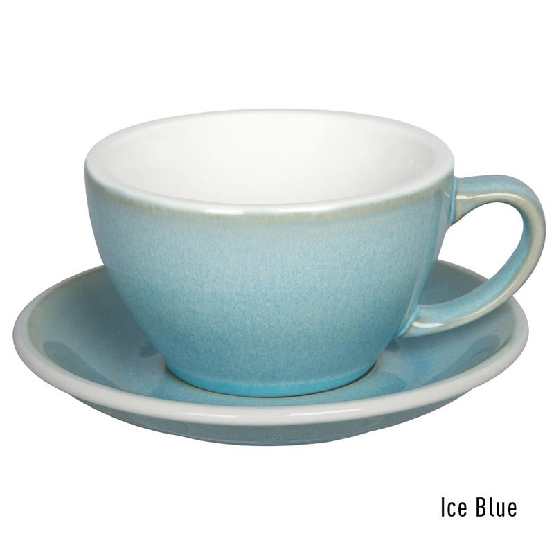 ICE BLUE - שישיית ספלי לאטה 300 מ"ל עם צלוחית בצביעה מיוחדת מקולקציית לוברמיקס אג - Loveramics Egg