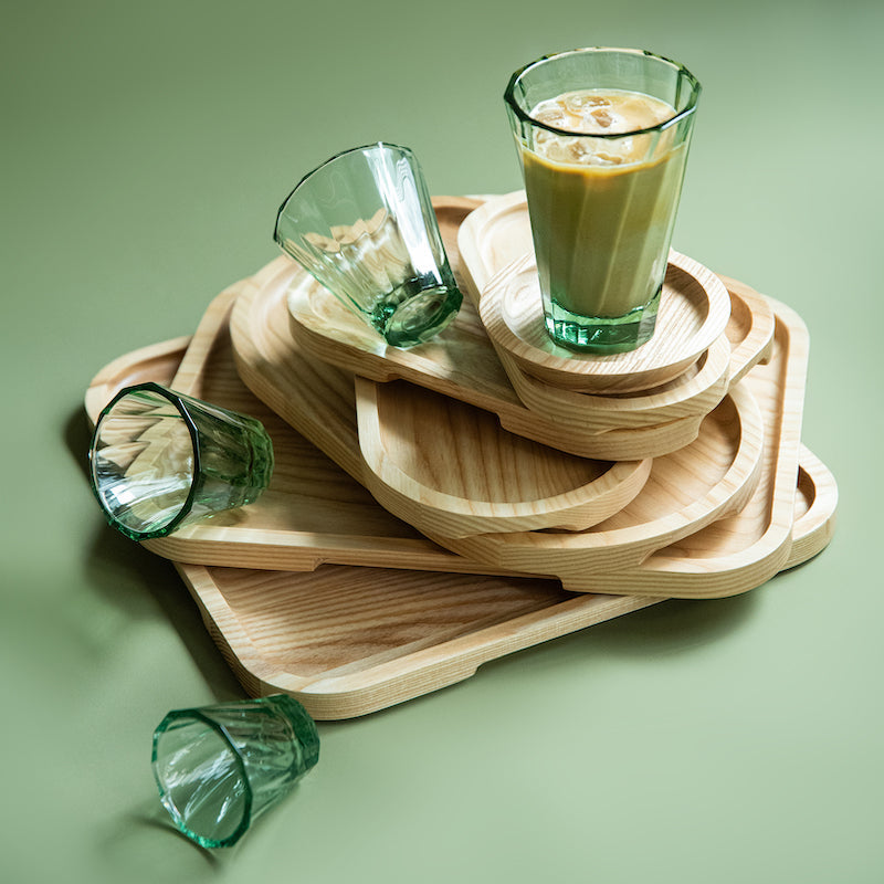 כוסות במידות שונות - שישיית כוסות טוויסטד זכוכית ירוקה מקולקציית אורבן גלאס - Urban Glass