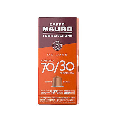 10 קפסולות קפה תואמות נספרסו - מאורו דה לוקס - Caffè Mauro De Luxe