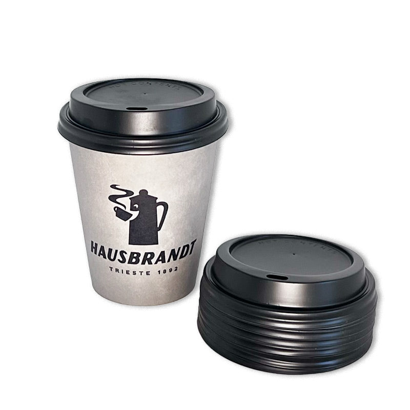 מכסים לכוסות חד פעמיות לשתיה חמה בנפח 12oz (כ-350 מ״ל) - 100 יח׳ - Hausbrandt