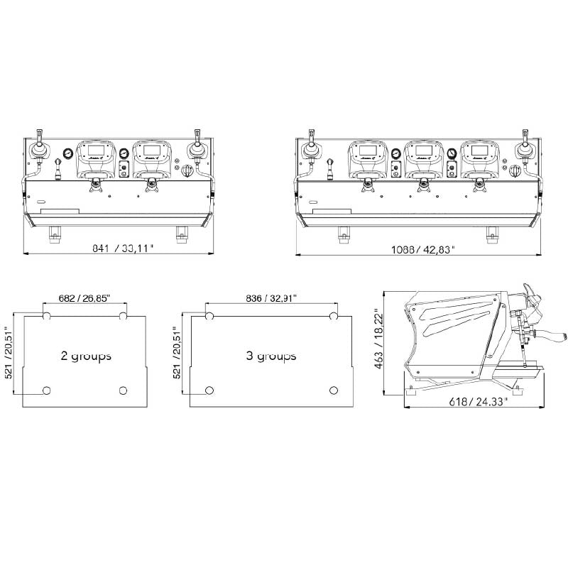 מכונת קפה מקצועית - שלושה ראשים - Aviator 5 by B.F.C