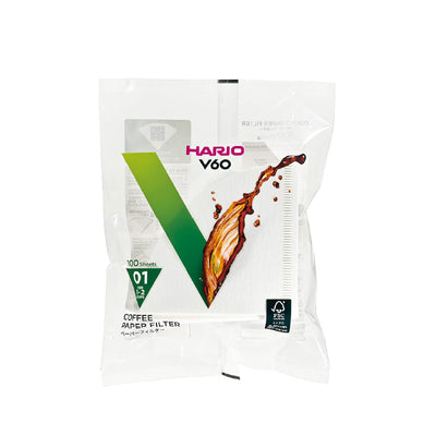 100 יח׳ פילטר נייר הריו לדריפר 01 - Hario V60 Paper Filter 01