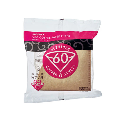 100 יח׳ פילטר נייר הריו לדריפר 03 - Hario V60 Paper Filter 03