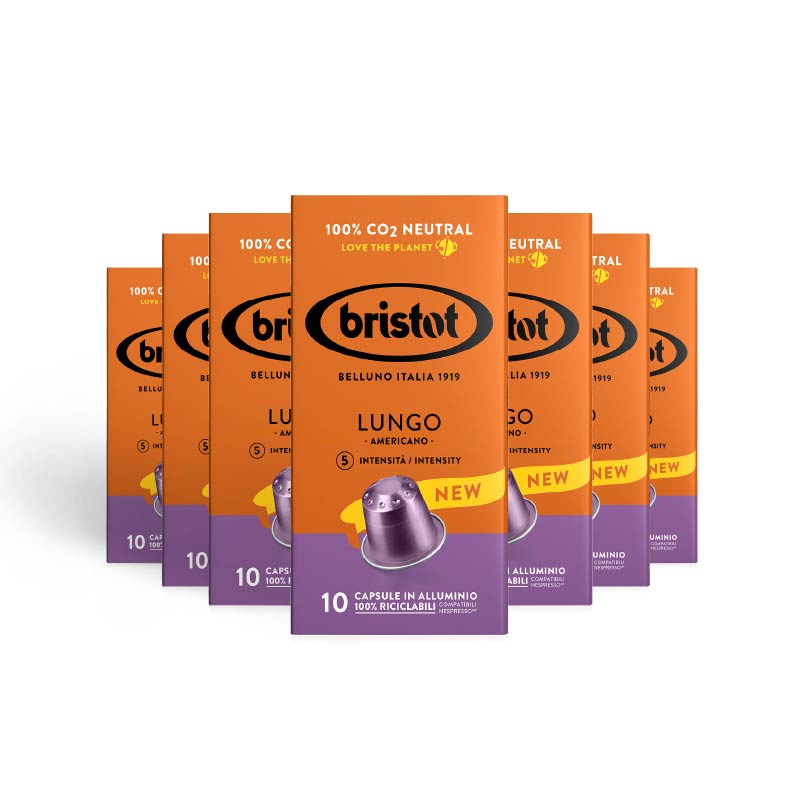 100 קפסולות תואמות ®Nespresso - בריסטוט לונגו אמריקנו - Bristot Lungo Americano