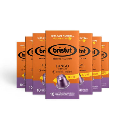 100 קפסולות תואמות ®Nespresso - בריסטוט לונגו אמריקנו - Bristot Lungo Americano
