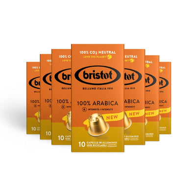 100 קפסולות תואמות ®Nespresso - בריסטוט 100% ערביקה - Bristot Arabica