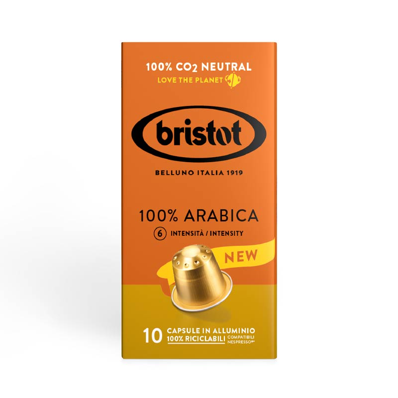 10 קפסולות תואמות ®Nespresso - בריסטוט 100% ערביקה - Bristot Arabica