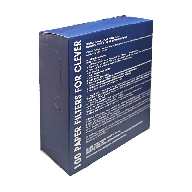 100 פילטרים מנייר קלבר תואם מליטה ל-4 ספלים בקופסה - Clever Paper Filters
