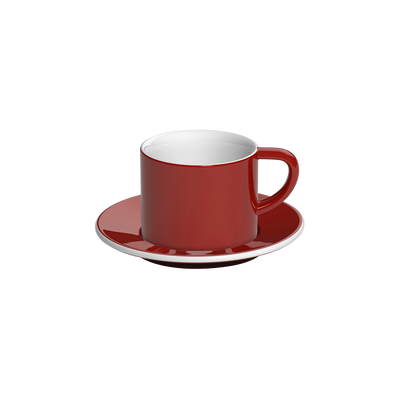 ספל אדום - ספל קפוצ׳ינו 150 מ״ל עם צלוחית מקולקציית לוברמיקס בונד - Loveramics Bond