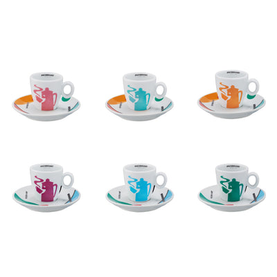 סט 6 כוסות אספרסו עם תחתיות ב-6 צבעים 70 מ"ל - האוסברנדט - Hausbrandt