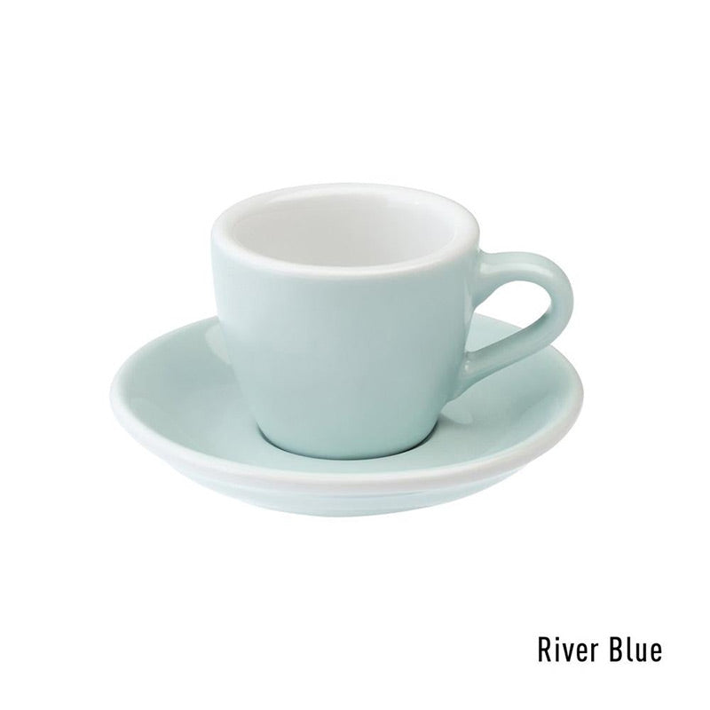 RIVER BLUE - ספל אספרסו 80 מ"ל עם/ללא צלוחית בצביעה קלאסית מקולקציית לוברמיקס אג - Loveramics Egg