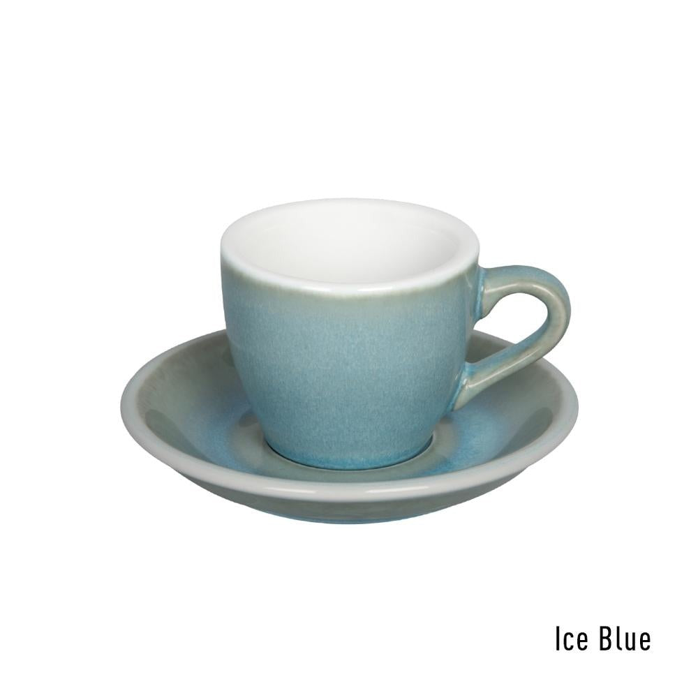 ICE BLUE - שישיית ספלי אספרסו 80 מ"ל עם צלוחית בצביעה מיוחדת מקולקציית אג - Egg