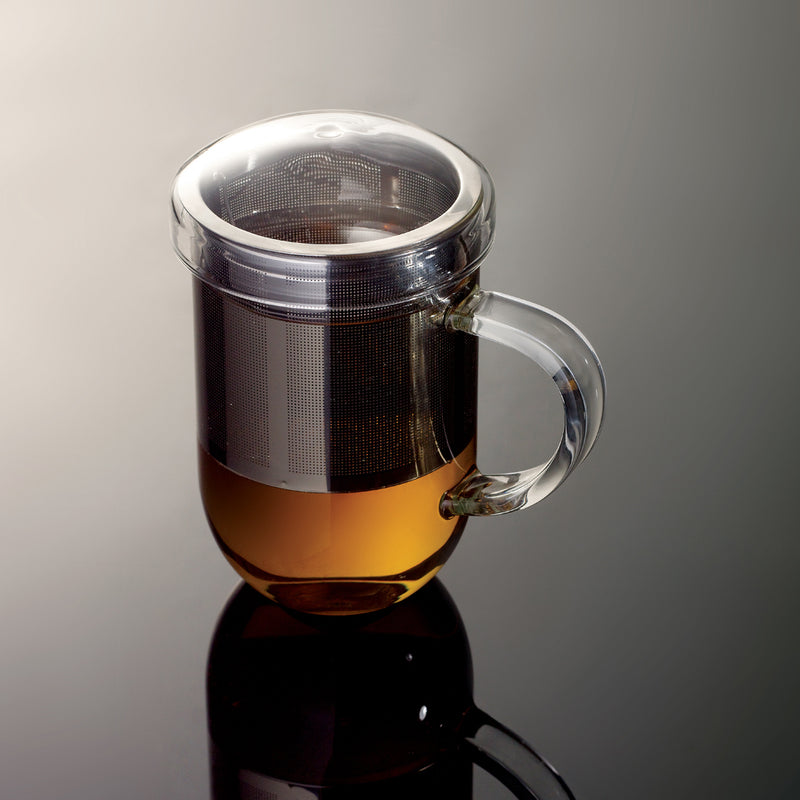 מאג תה מזכוכית 450 מ״ל עם בית חליטה ומכסה מקולקציית פרו תה - PRO TEA 2023