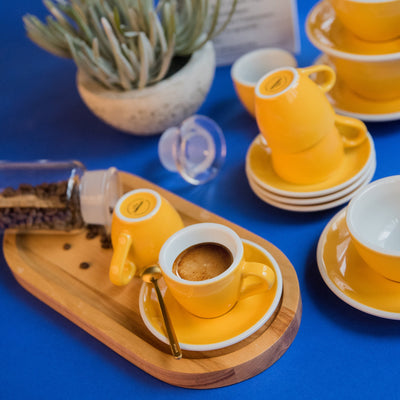 שישיית ספלי אספרסו 80 מ"ל עם צלוחית בצביעה קלאסית מקולקציית אג - Egg